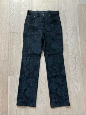 Simon Chang Denim Women’s Black Floral Print Pants - Size 2